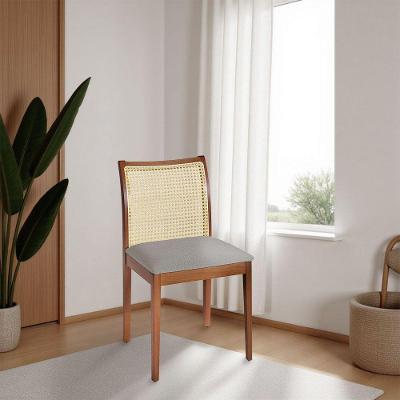 Cadeira Para Jantar Juliana Jequitibá Terra Estrutura Em Madeira Maciça Linho Cinza