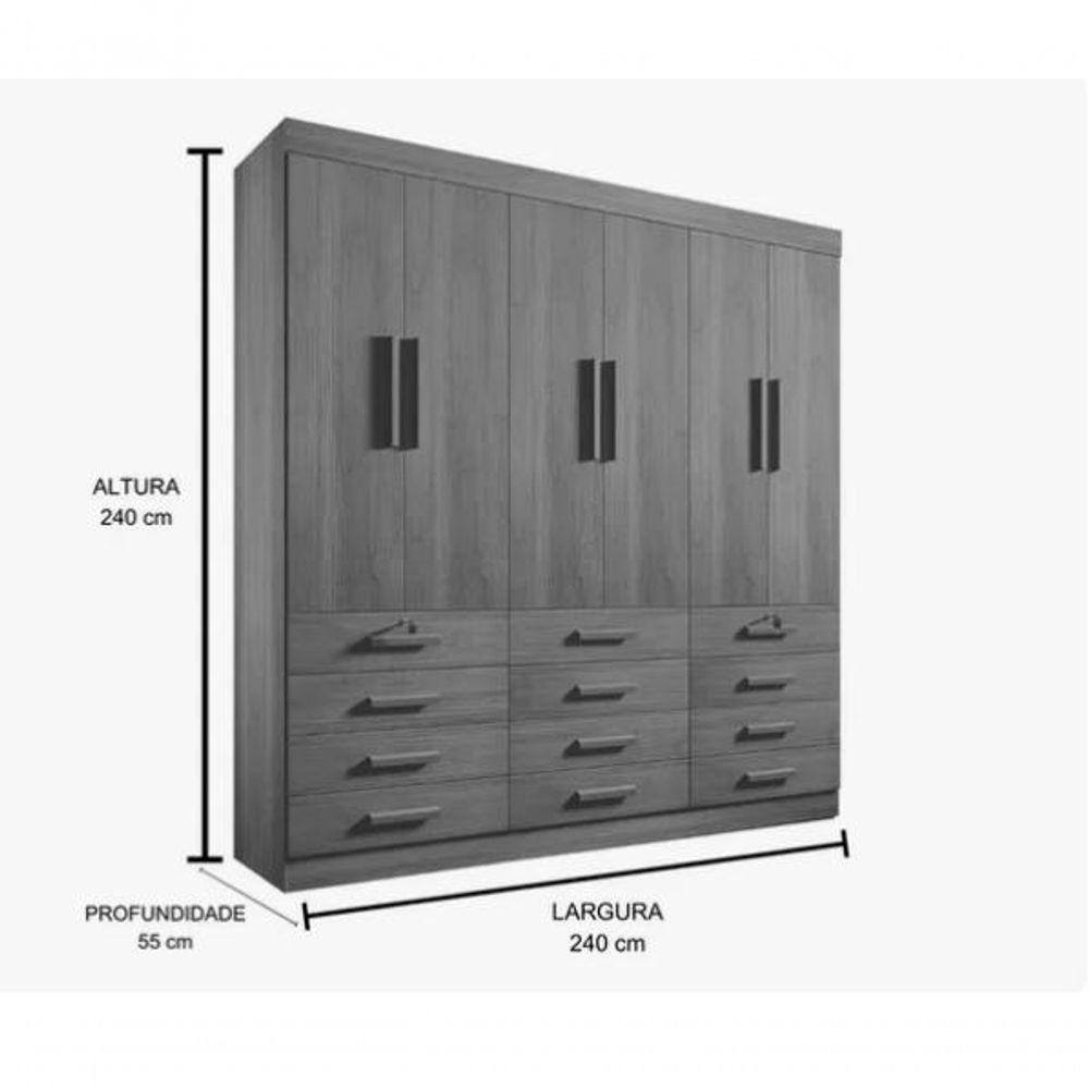 Guarda Roupa Mônaco 6 Portas 12 Gavetas Cinamomo - Ddoro Móveis - 2
