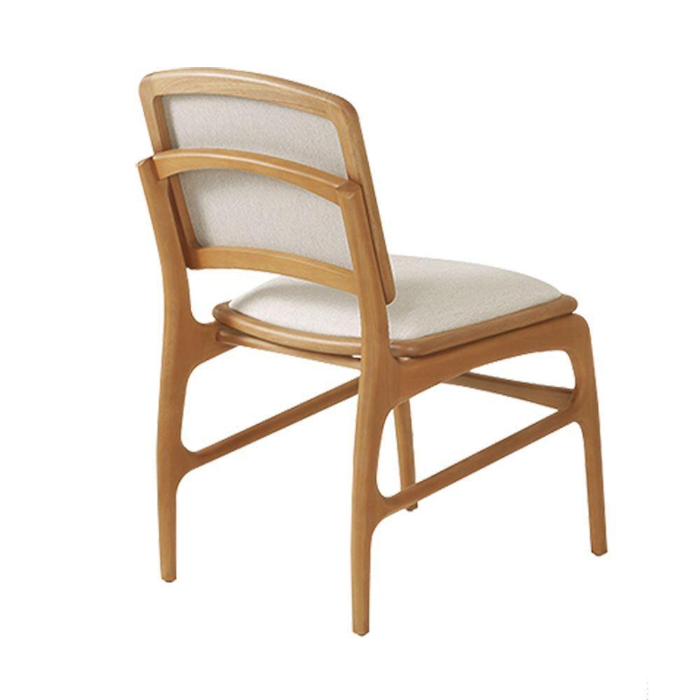 Jogo 8 Cadeiras Para Jantar Florença Madeira Jequitibá Natural Encosto E Assento Em Tecido Linho Beg - 5