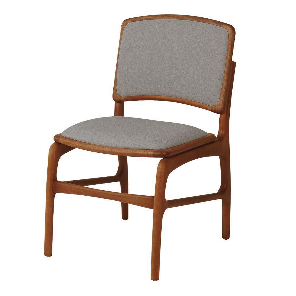 Jogo 8 Cadeiras Para Jantar Florença Madeira Jequitibá Terra Encosto E Assento Em Tecido Linho Cinza - 6