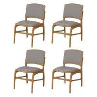 Jogo 4 Cadeiras Para Jantar Florença Madeira Jequitibá Natural Encosto E Assento Em Tecido Linho Cin - 1