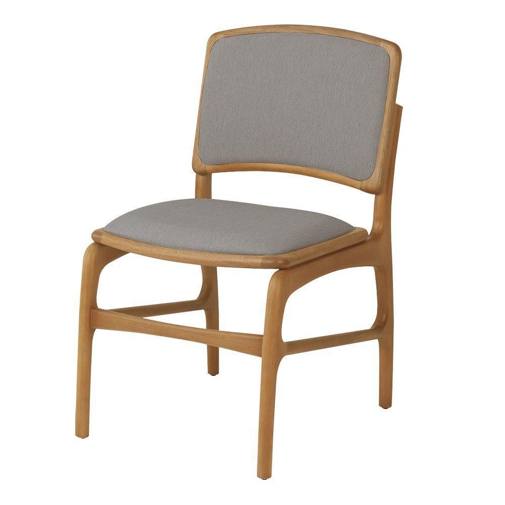 Jogo 2 Cadeiras De Jantar Florença Em Madeira Jequitibá Natural Encosto Em Tecido Premium Linho Cinz - 6