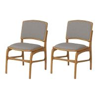 Jogo 2 Cadeiras De Jantar Florença Em Madeira Jequitibá Natural Encosto Em Tecido Premium Linho Cinz - 1