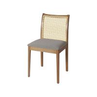 Jogo 8 Cadeiras De Jantar Juliana Jequitibá Natural Em Madeira Maciça Encosto Palha Linho Cinza - 6