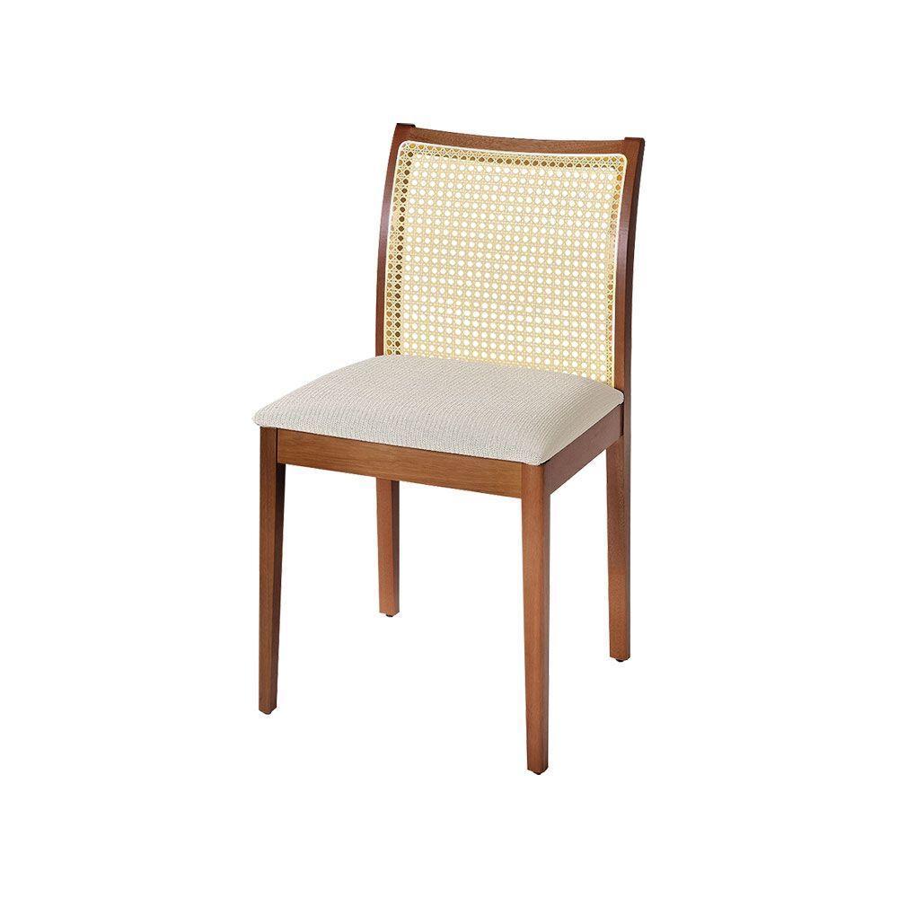 Jogo 2 Cadeiras Para Jantar Juliana Jequitibá Terra Estrutura Em Madeira Maciça Linho Bege - 5