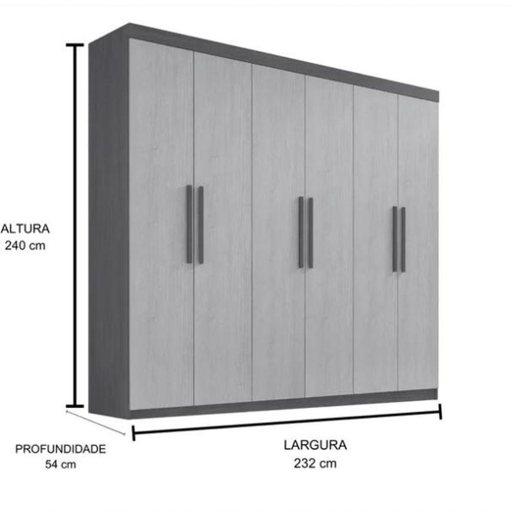 Guarda Roupa Leblon 6 Portas 4 Gavetas Cinamomo - D Doro - 2