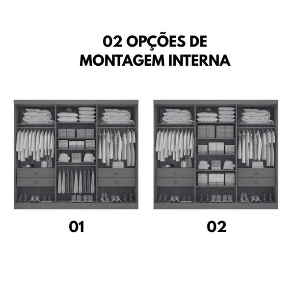 Guarda Roupa Leblon 6 Portas 4 Gavetas Cinamomo - D Doro - 3