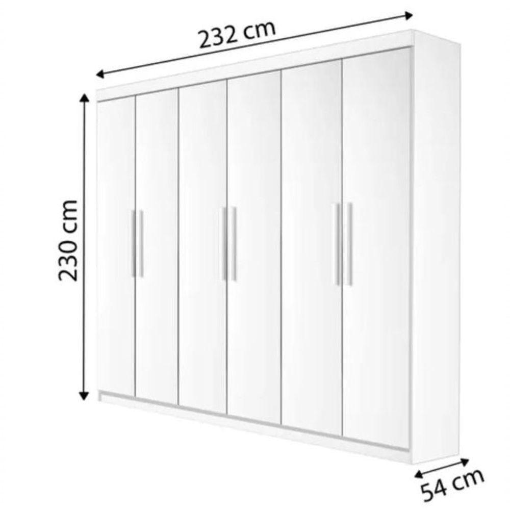 Guarda Roupa Leblon 6 Portas 4 Gavetas Branco - D Doro - 2