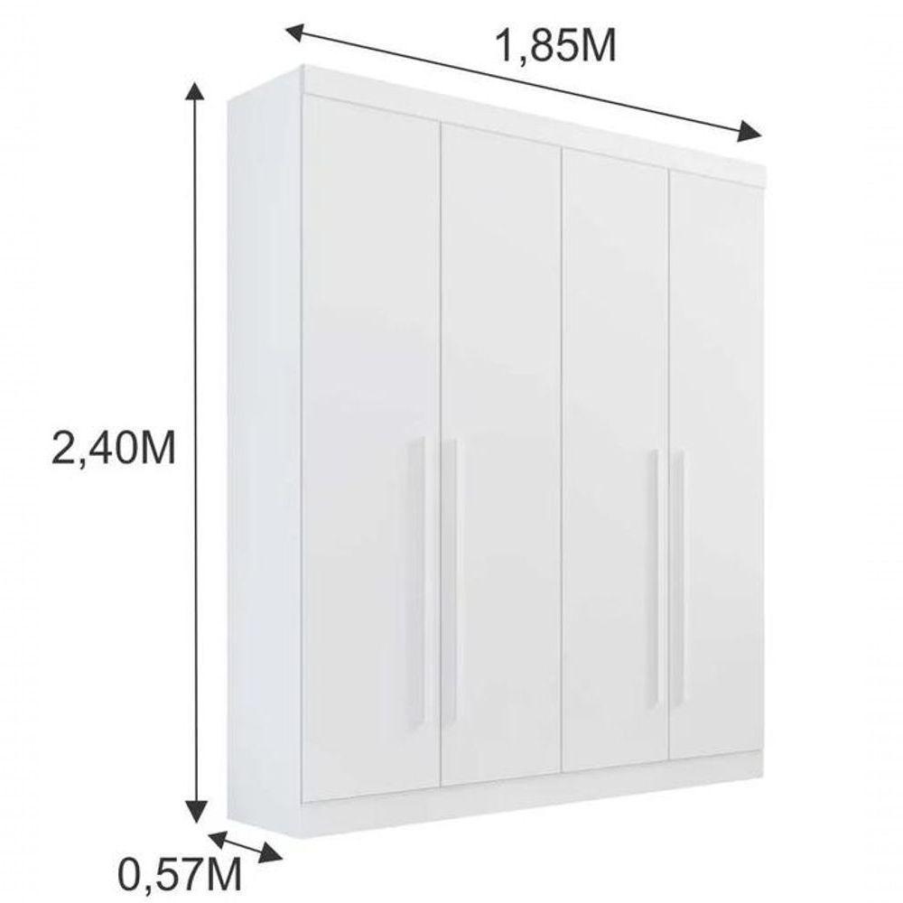 Guarda Roupa Da Vinci 4 Portas 3 Gavetas Branco - D Doro - 2