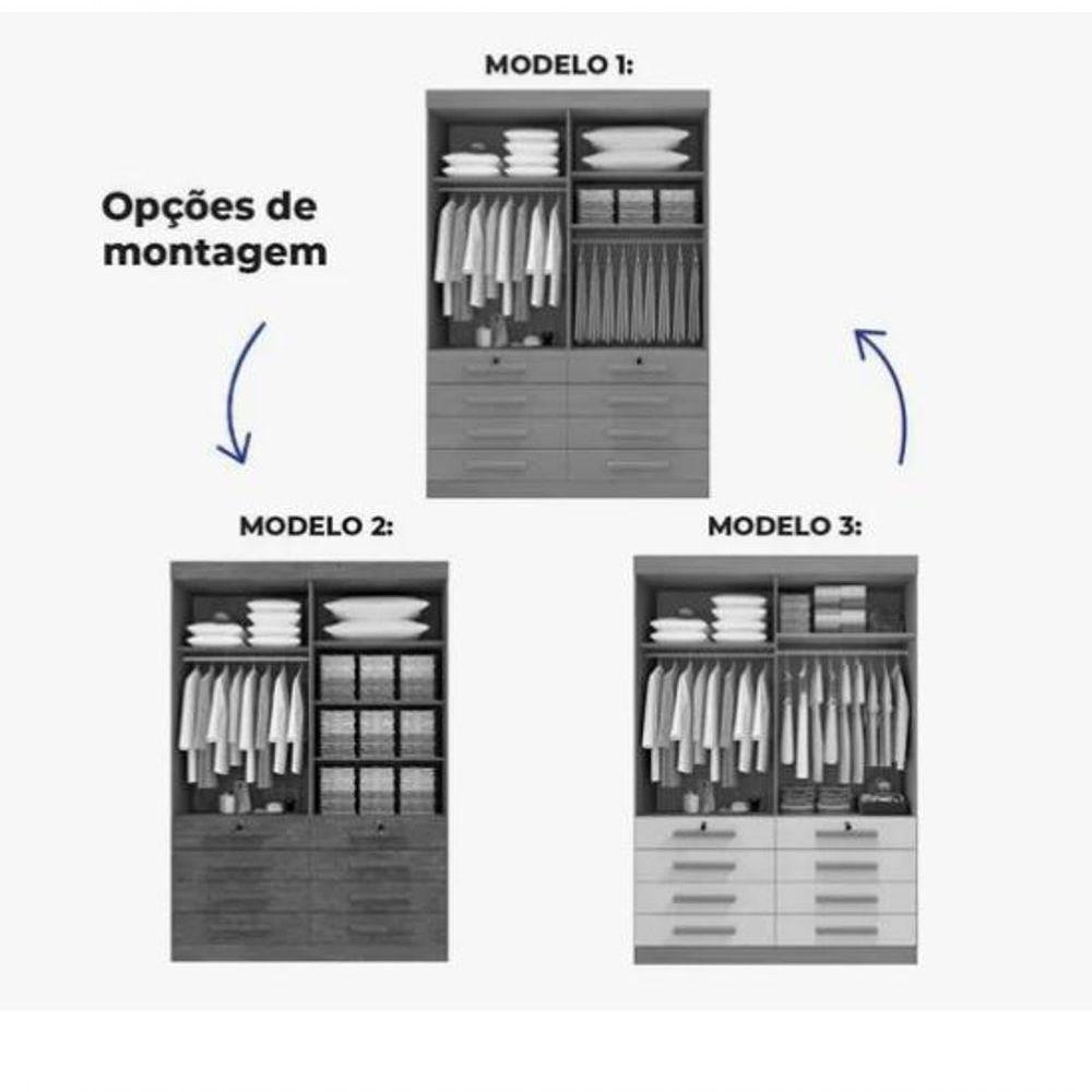 Guarda Roupa Mônaco 4 Portas 8 Gavetas Cinamomo-off - D Doro - 3