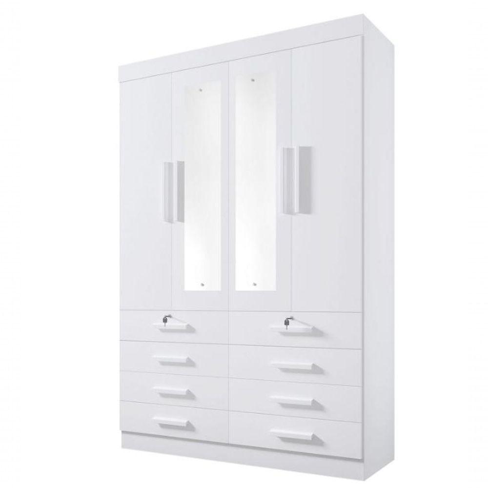 Guarda Roupa Mônaco 4 Portas Com Espelho Branco - D Doro - 1