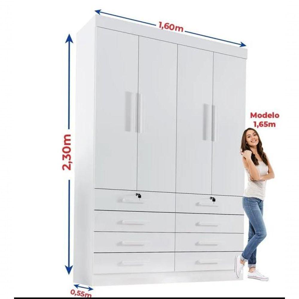 Guarda Roupa Mônaco 4 Portas Com Espelho Branco - D Doro - 2