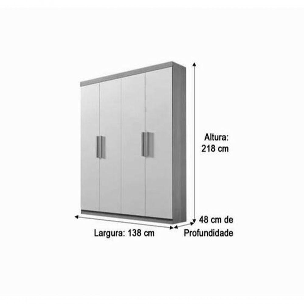 Guarda Roupa Colibri 4 Portas 3 Gavetas Cinamomo-off - D Doro - 2