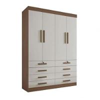 Guarda Roupa Mônaco 4 Portas 8 Gavetas Castanho-off - D Doro - 1