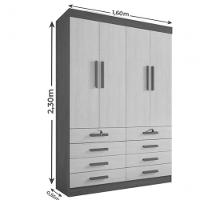 Guarda Roupa Mônaco 4 Portas 8 Gavetas Castanho-off - D Doro - 2