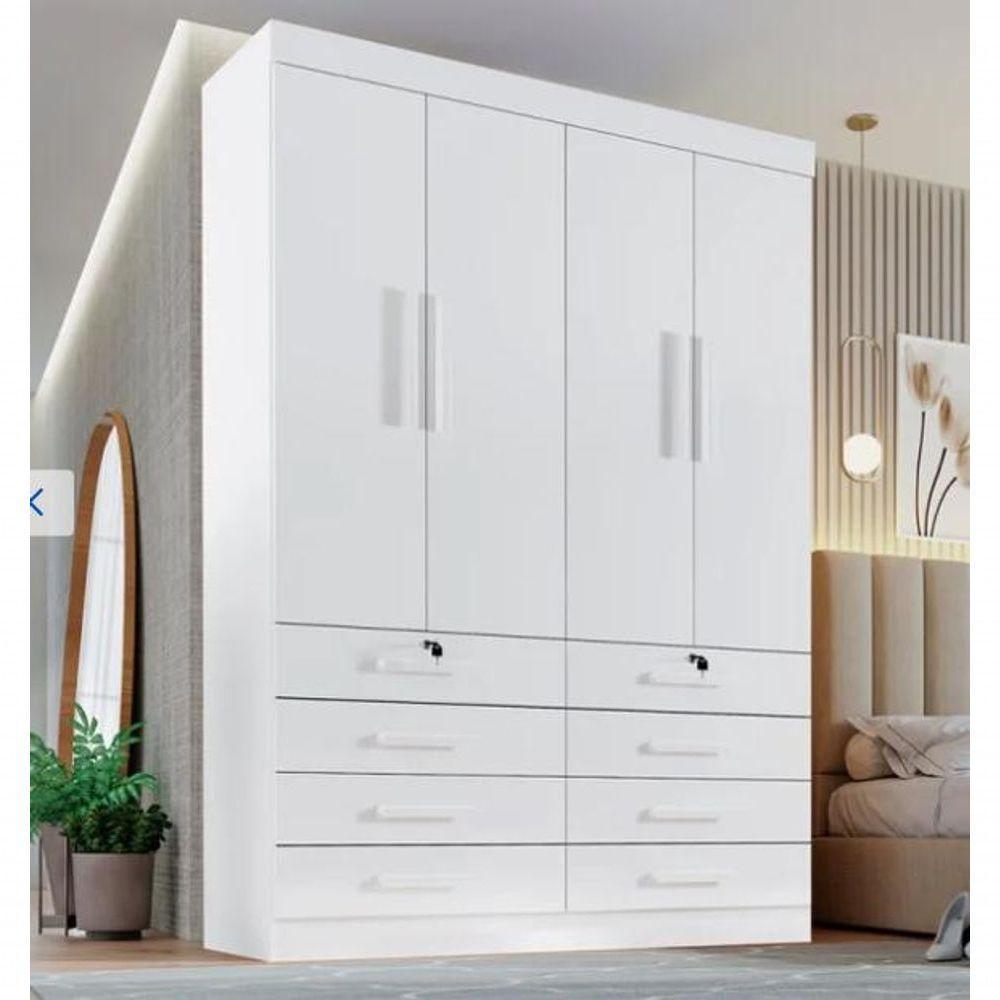 Guarda Roupa Mônaco 4 Portas 8 Gavetas Branco - D Doro - 1
