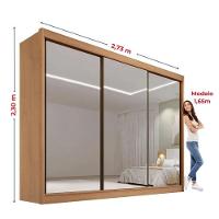 Guarda Roupa Dubai 3 Portas Espelhadas Cinamomo - D Doro - 2