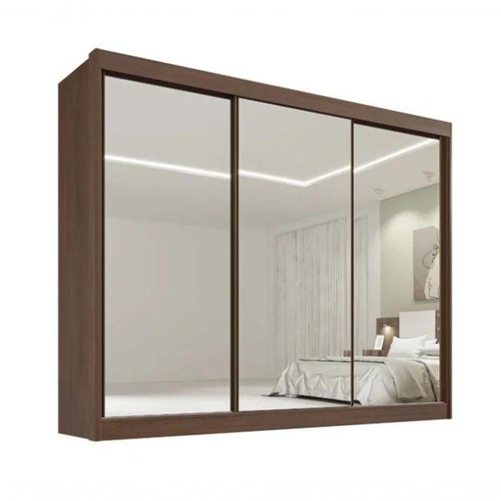 Guarda Roupa Dubai 3 Portas Espelhadas Castanho - D Doro - 1