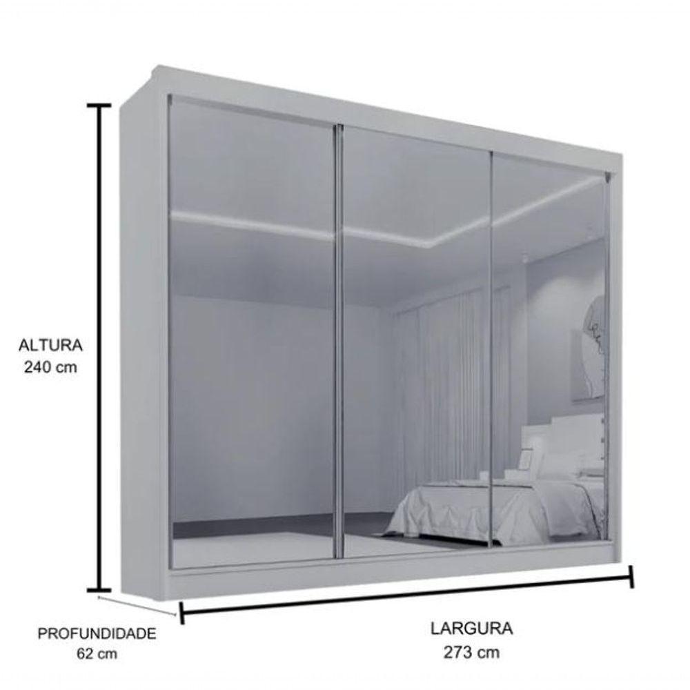 Guarda Roupa Dubai 3 Portas Espelhadas Castanho - D Doro - 2
