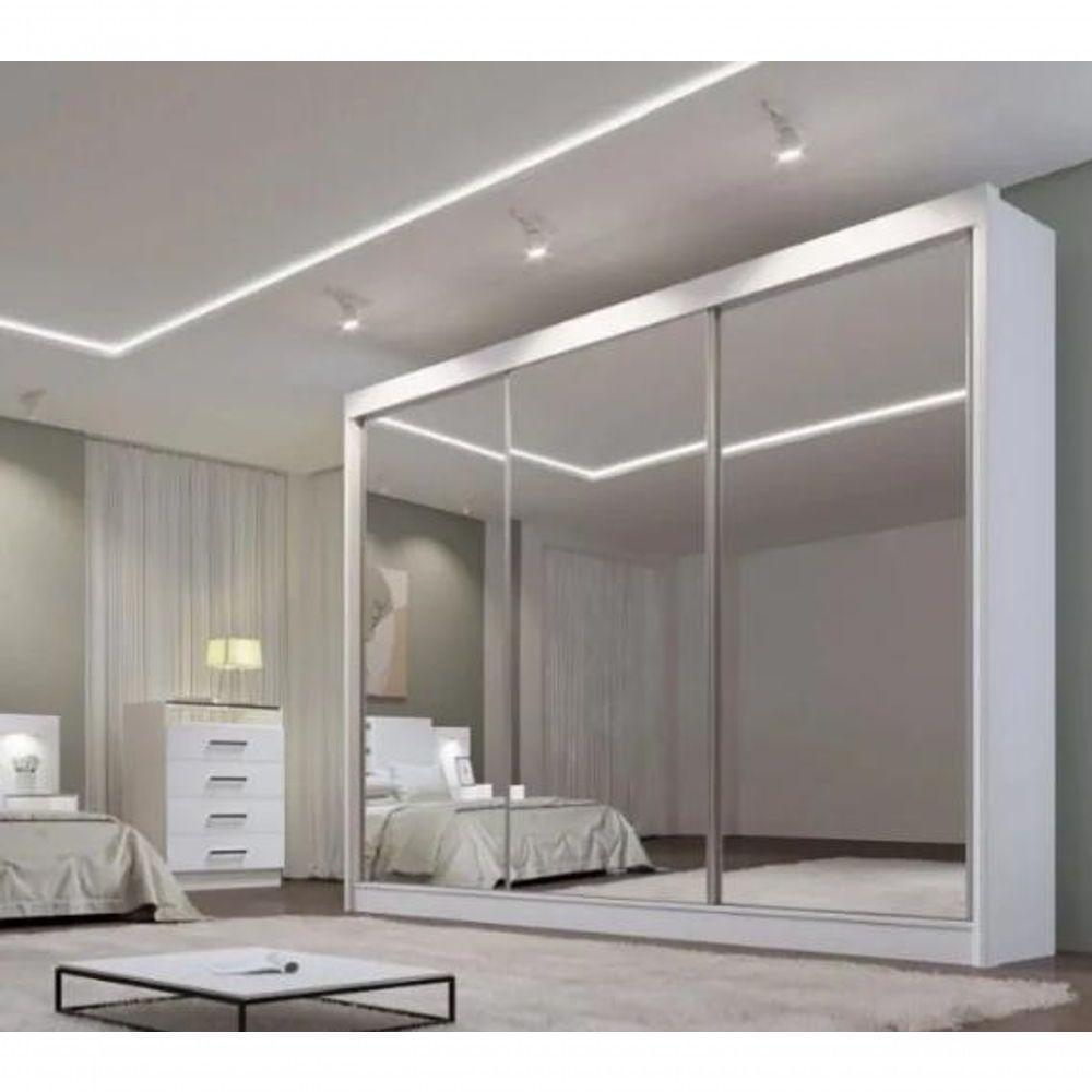 Guarda Roupa Dubai 3 Portas Espelhadas Branco - D Doro - 1
