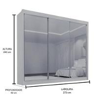 Guarda Roupa Dubai 3 Portas Espelhadas Branco - D Doro - 3