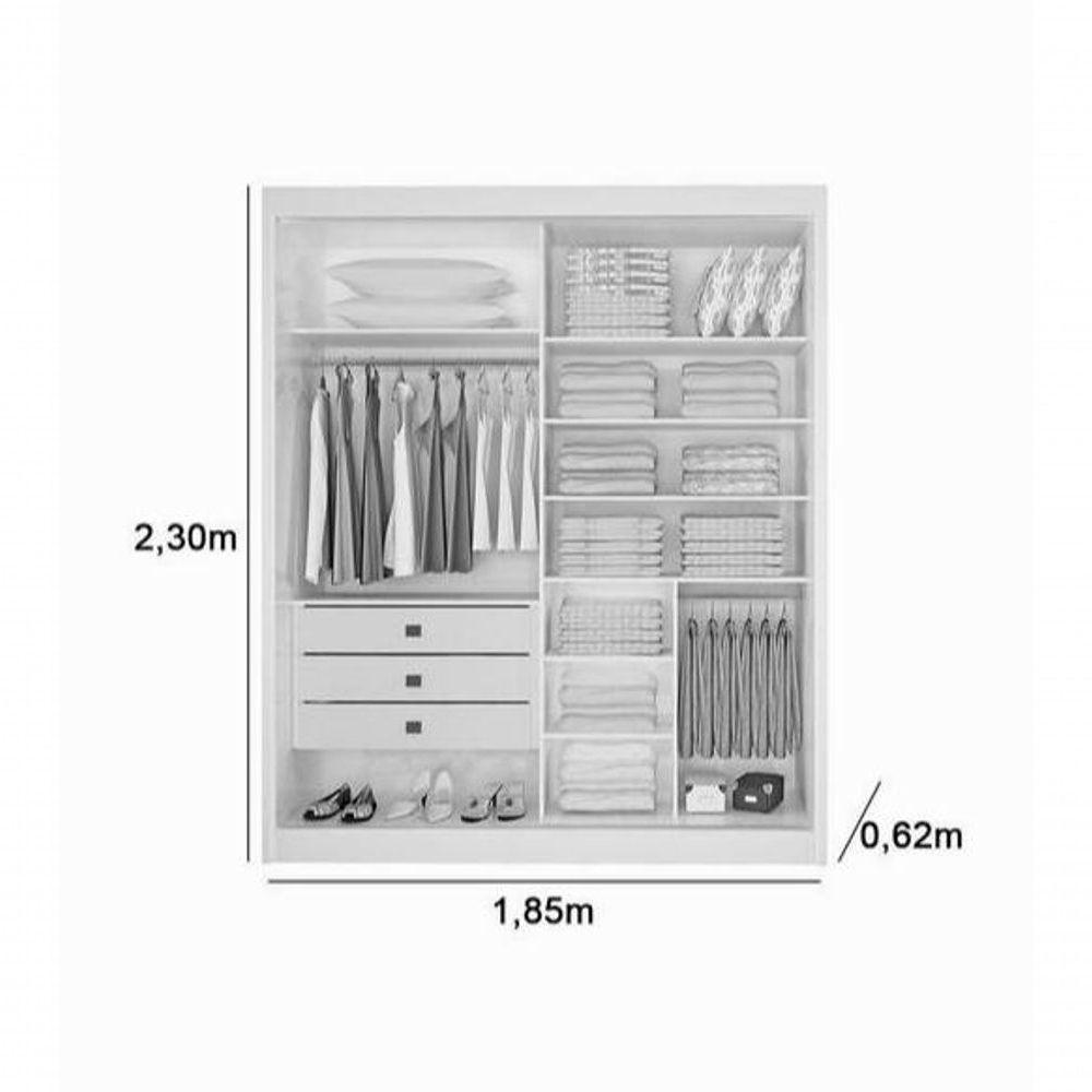 Guarda Roupa Atenas 2 Portas 100% Mdf Com Espelho D Doro - 3