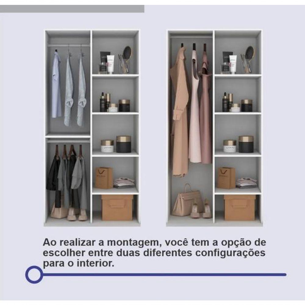 Guarda Roupa Las Vegas 2 Portas Espelhadas Branco - D Doro - 4