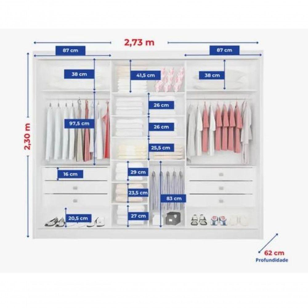 Guarda Roupa Los Angeles Com Espelho Branco - D Doro - 2