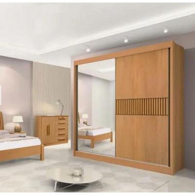 Guarda Roupa Titanium Ripado Com Espelho Cinamomo - D Doro