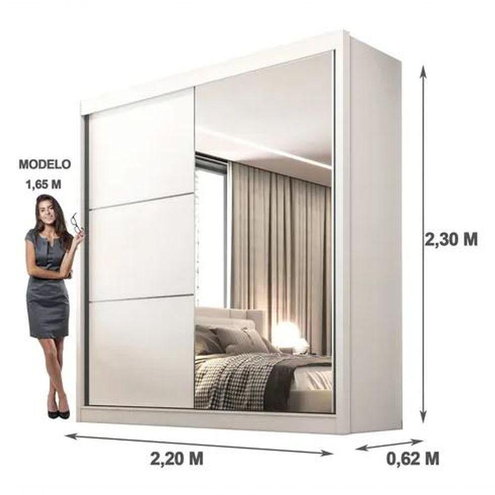 Guarda Roupa Titanium Com Espelho Branco - D Doro Móveis - 2