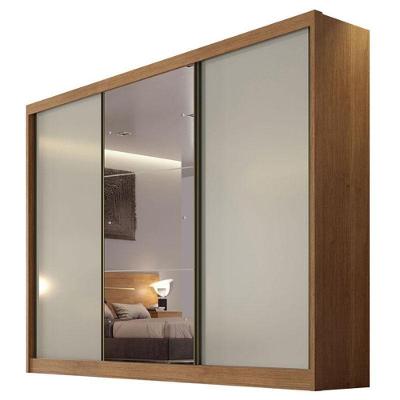 Guarda Roupa Casal Duna 3 Portas 6 Gavetas Cumaru 25 Fendi com Espelho MDF