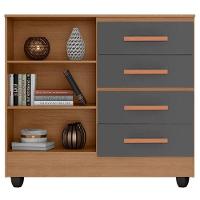 Cômoda Ambiente Lite 4 Gavetas 2 Portas Nature Cinza – Móveis Leão - 3