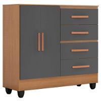 Cômoda Ambiente Lite 4 Gavetas 2 Portas Nature Cinza – Móveis Leão - 5