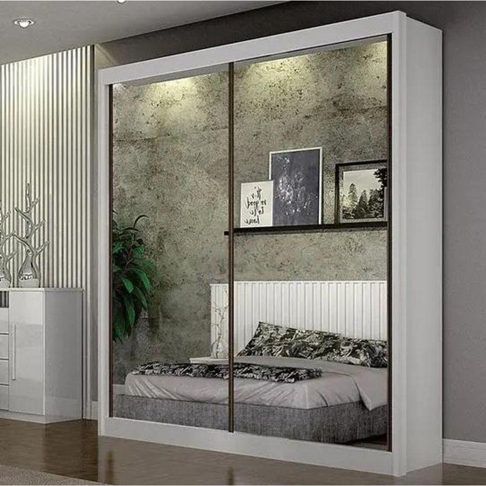 Guarda Roupa São Paulo 2 Portas Espelhadas Branco - Leifer - 1