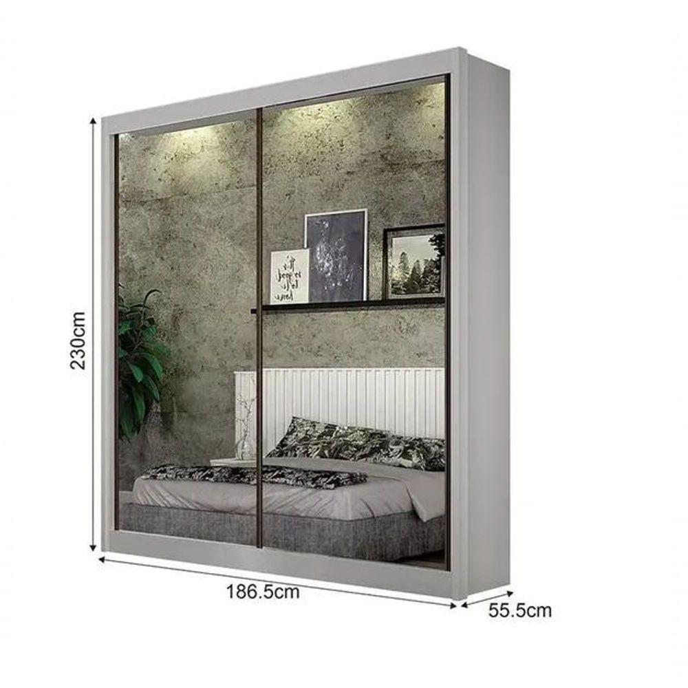 Guarda Roupa São Paulo 2 Portas Espelhadas Branco - Leifer - 2