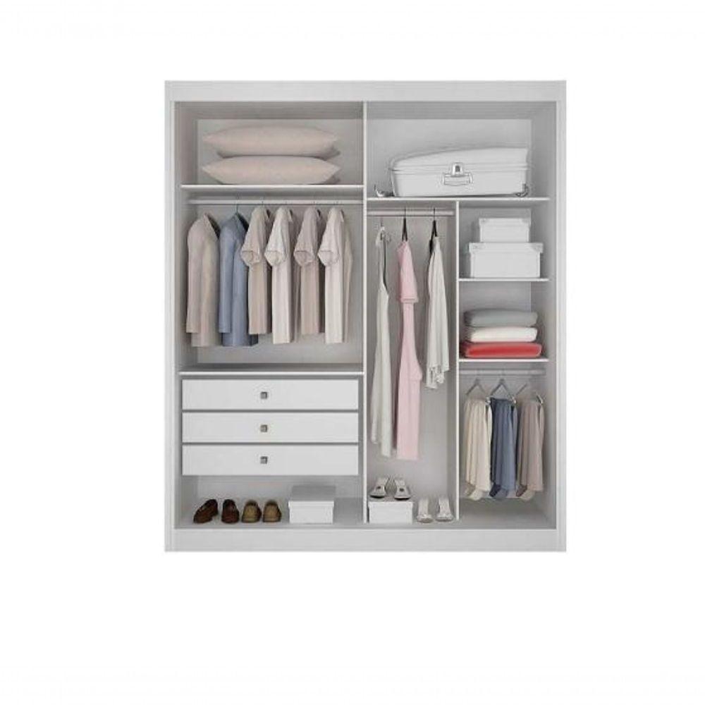Guarda Roupa São Paulo 2 Portas Espelhadas Branco - Leifer - 3