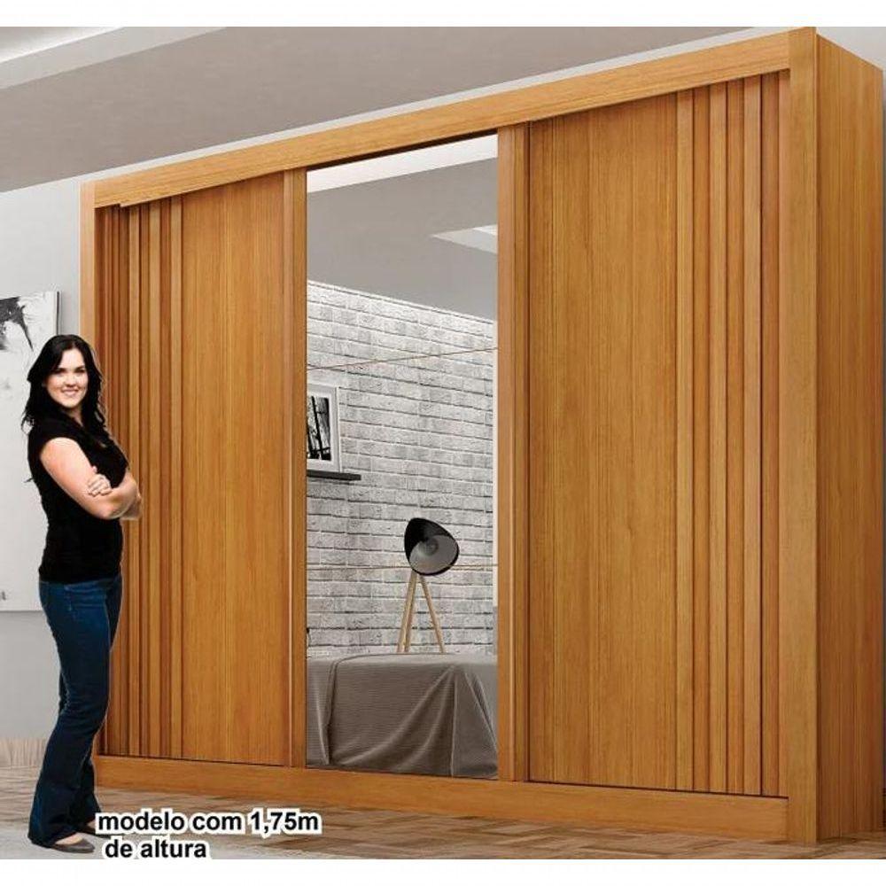 Guarda Roupa Milano 3 Portas Com Espelho Cinamomo - Leifer - 3