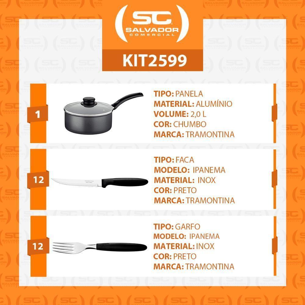 Panela Turim Alumínio Chumbo Antiaderente 1,4l + Cojunto De Garfo E Faca Ipanema 24pc - Tramontina - 5