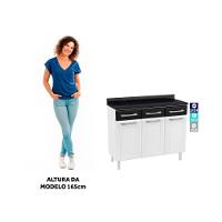 Balcão De Cozinha De Aço Triplo Com Tampo Rose Branco - 5