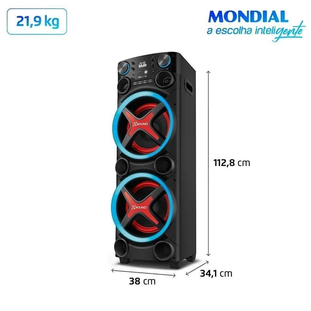Caixa De Som Amplificada Mondial Torre De Som TM-2200 Entrada USB Bluetooth 5.3 Preto 2200W Bivolt - 4