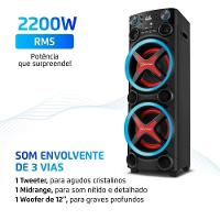 Caixa De Som Amplificada Mondial Torre De Som TM-2200 Entrada USB Bluetooth 5.3 Preto 2200W Bivolt - 2
