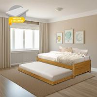 Cama Solteiro Com Auxiliar Bibox Bicama Infantil Gabrieli Com 2 Colchões Inclusos Imbuia - 1