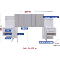 Cabeceira Para Cama Queen Size Ripada Irís Estofada Com 2 Mesas De Cabeceira D Doro - 2