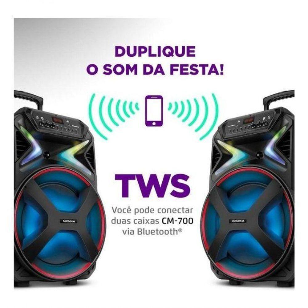 Caixa Amplificada Mondial Connect Lights Plus CM-700 Preto Bivolt - 3