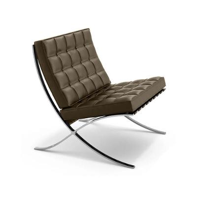 Poltrona Premium Barcelona Inox Couro Sintético Marrom