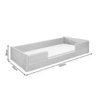 Cama Montessoriana Solteiro Luana Em Madeira Maciça Com Revestimento Em Tecido Cinza - 2