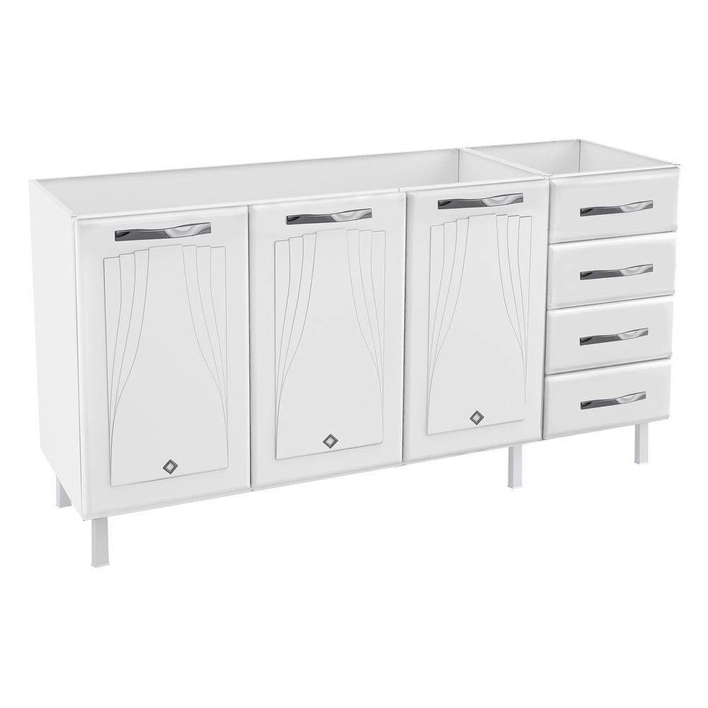 Balcão De Cozinha De Aço Quádruplo Sem Tampo Para Pia 160cm - 6