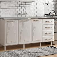 Balcão De Cozinha De Aço Quádruplo Sem Tampo Para Pia 160cm - 1