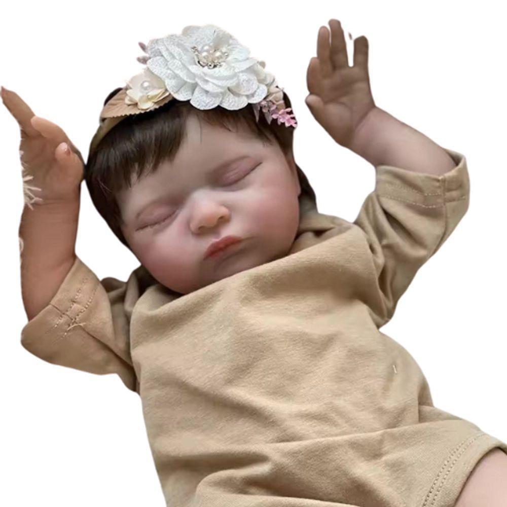 Bebê Reborn Menina Dormindo Recém Nascida Cabelo Implantado Fio A Fio - 1