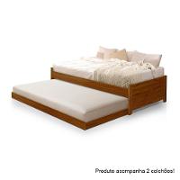 Cama Solteiro Com Auxiliar Bibox Bicama Gabrieli Com 2 Colchões Inclusos - Castanho - 2